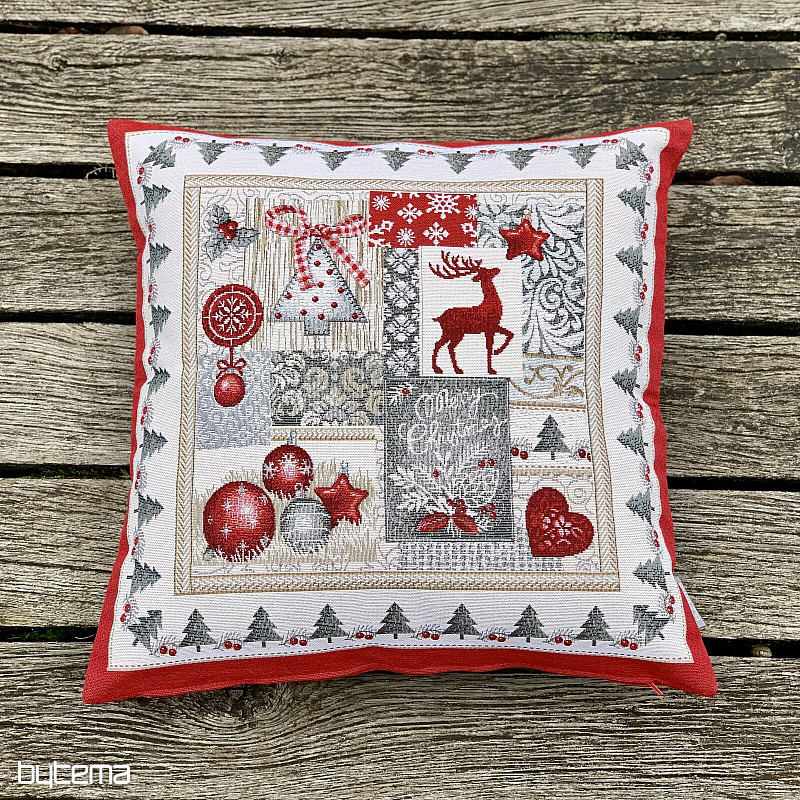 Housse de coussin tapisserie de Noël JOYEUX NOËL