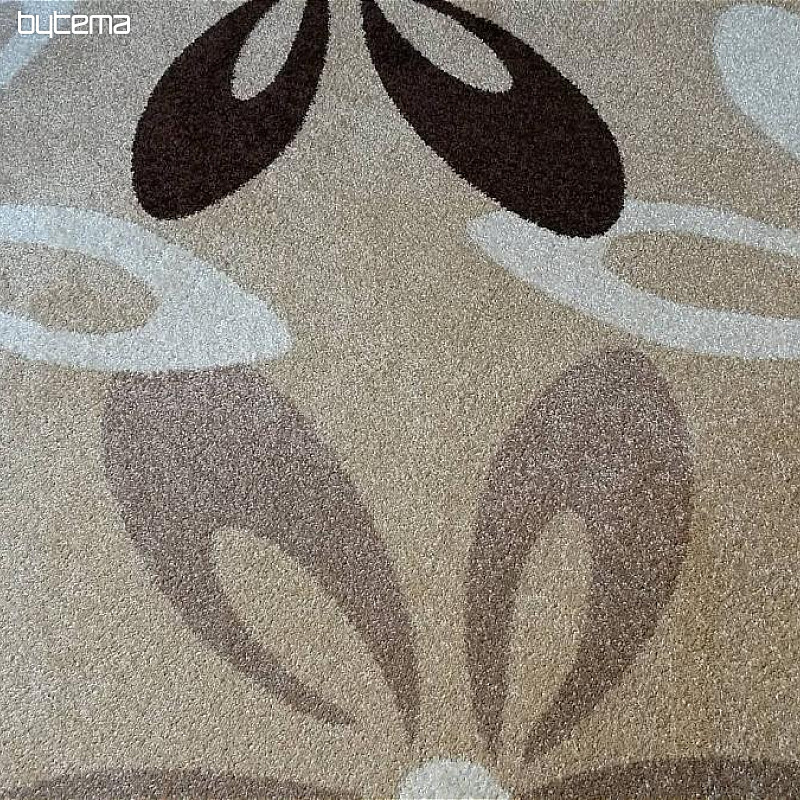 Tapis rond KARMEL fleurs beiges