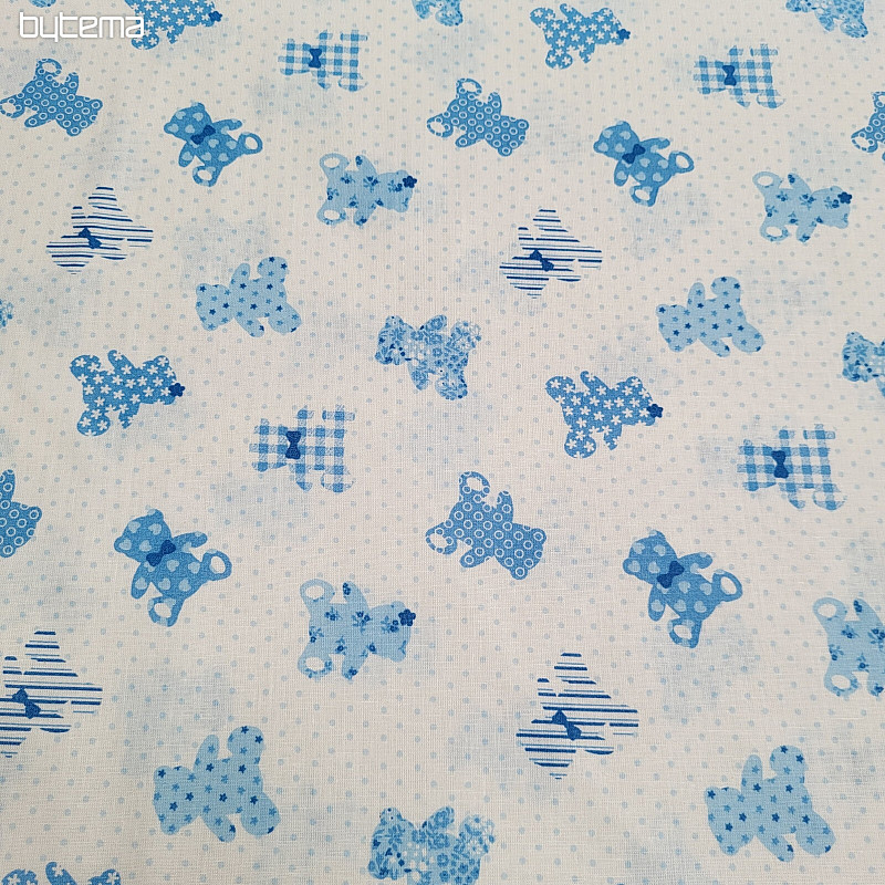 Tissu en coton BABY TEDDY bleu