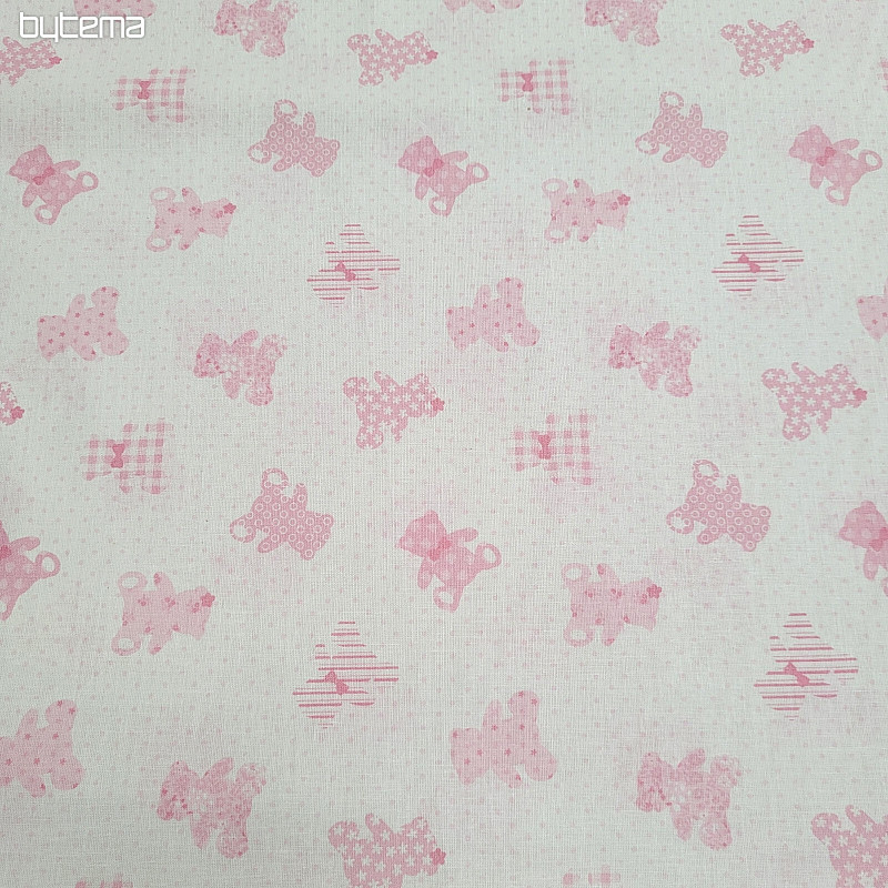 Tissu coton BABY TEDDY rose