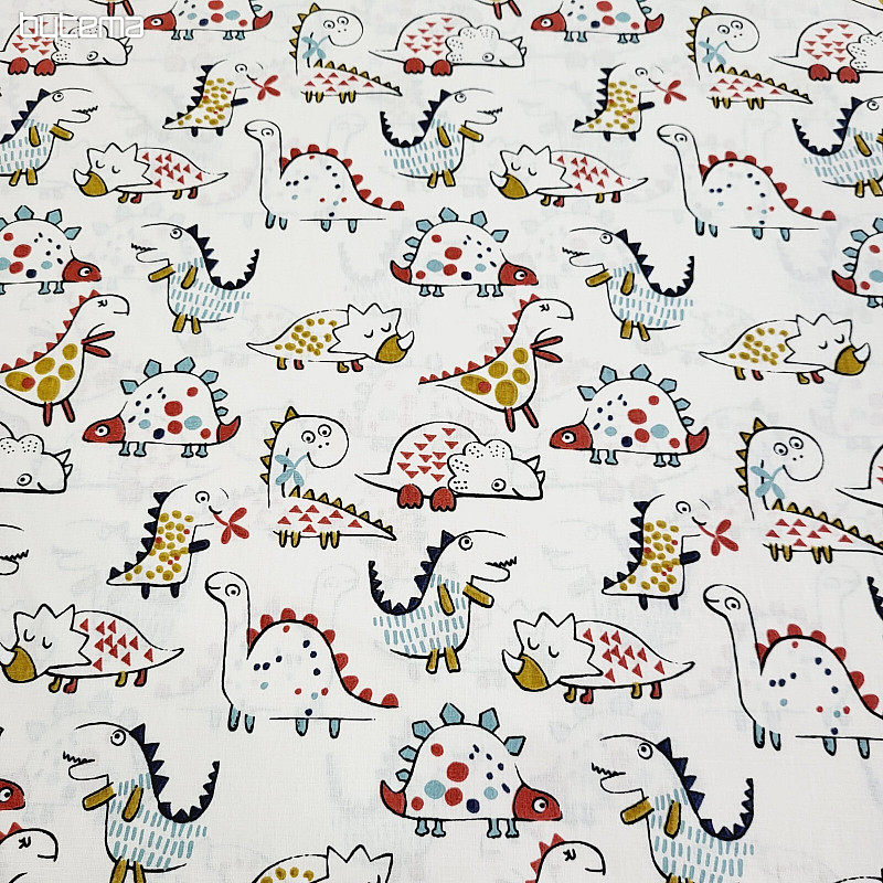 Tissu coton DINOSAURES blanc