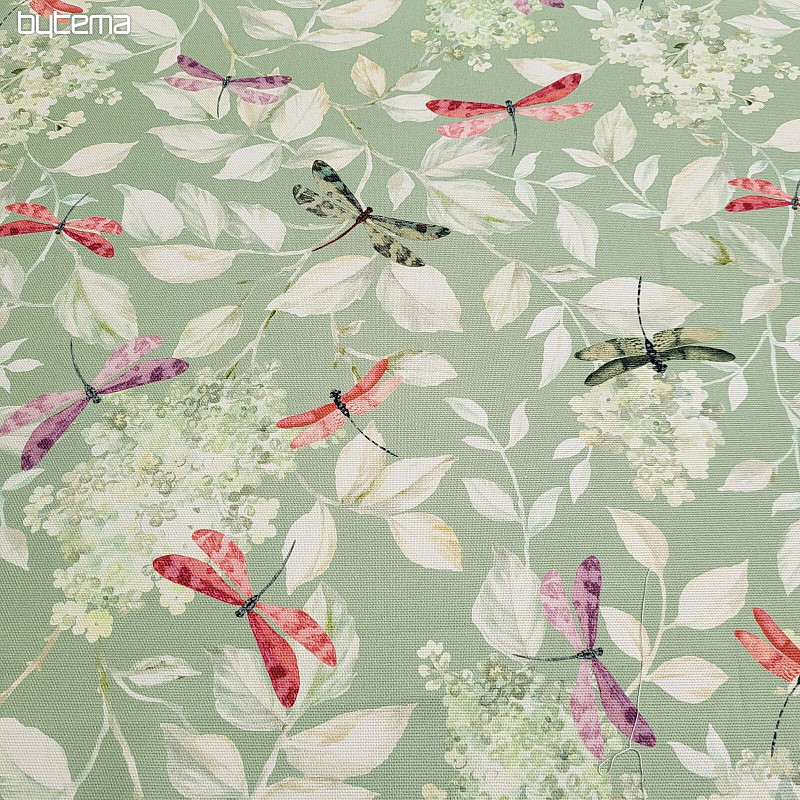 Tissu décoratif ROSETO DRAGONFLY gris-vert