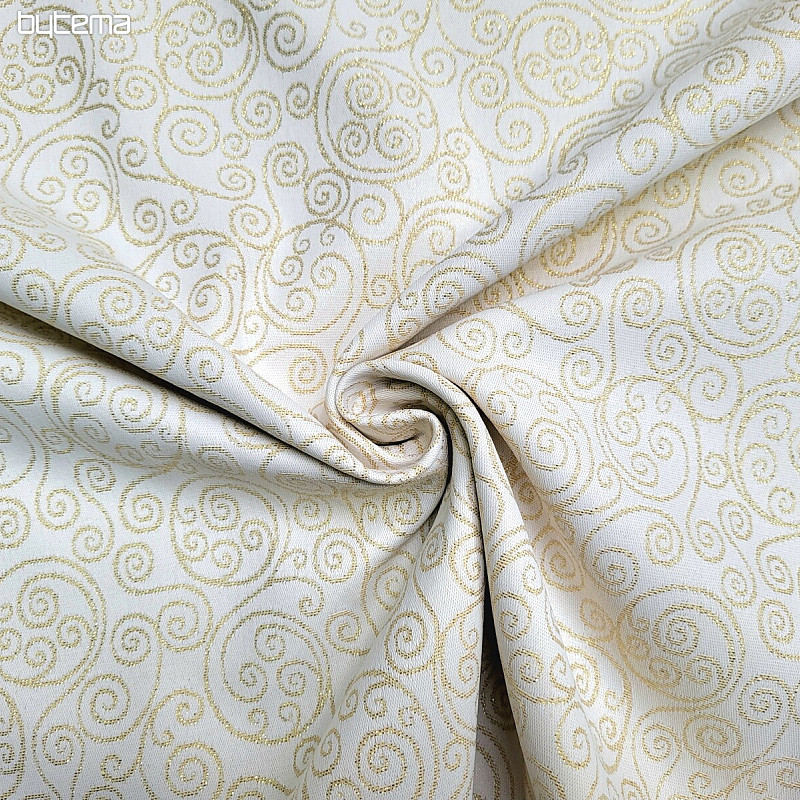 Tissu jacquard déco FLASH ornement doré