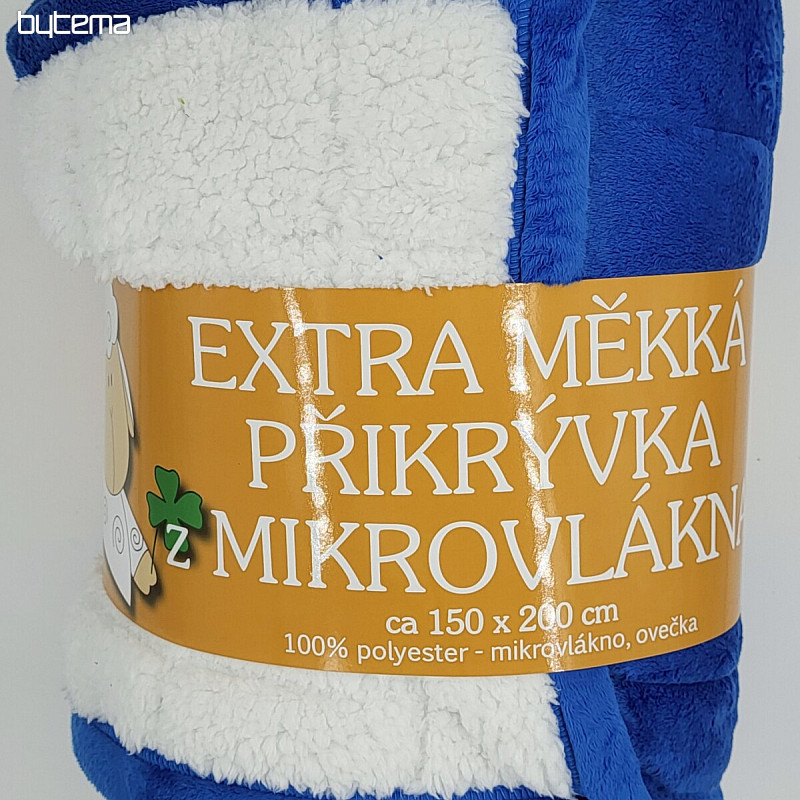 couverture microfibre EXTRA DOUCE MOUTON point bleu