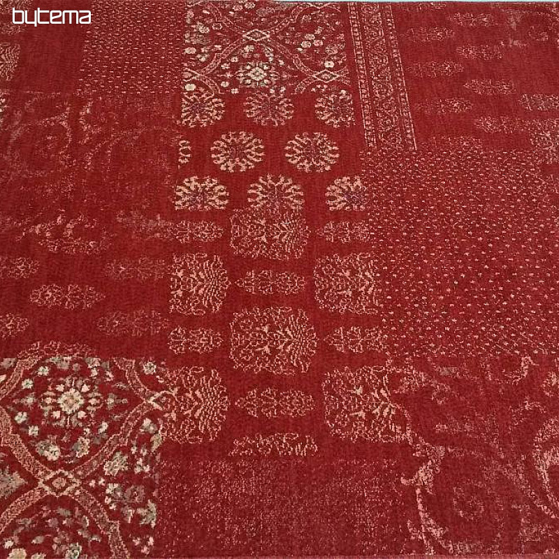 Tapis de luxe en laine DJOBIE PATCH rouge