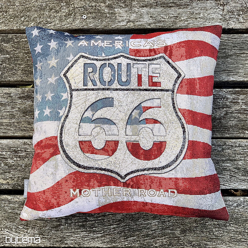 Housse de coussin tapisserie ROUTE 66