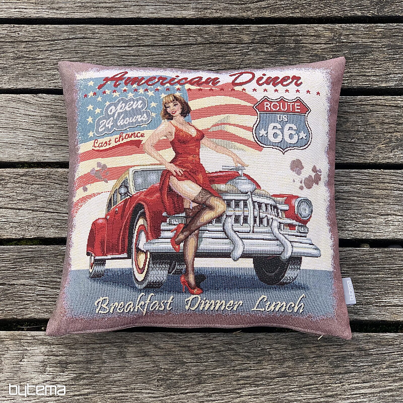 Housse de coussin tapisserie AMERICAN DINER ROUTE 66