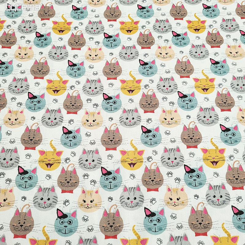 Satin de coton pour enfants, imprimé numérique CHATS