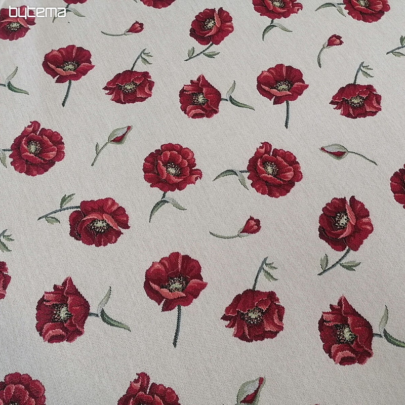 Tissu à tapisserie LOUP COQUELICOT