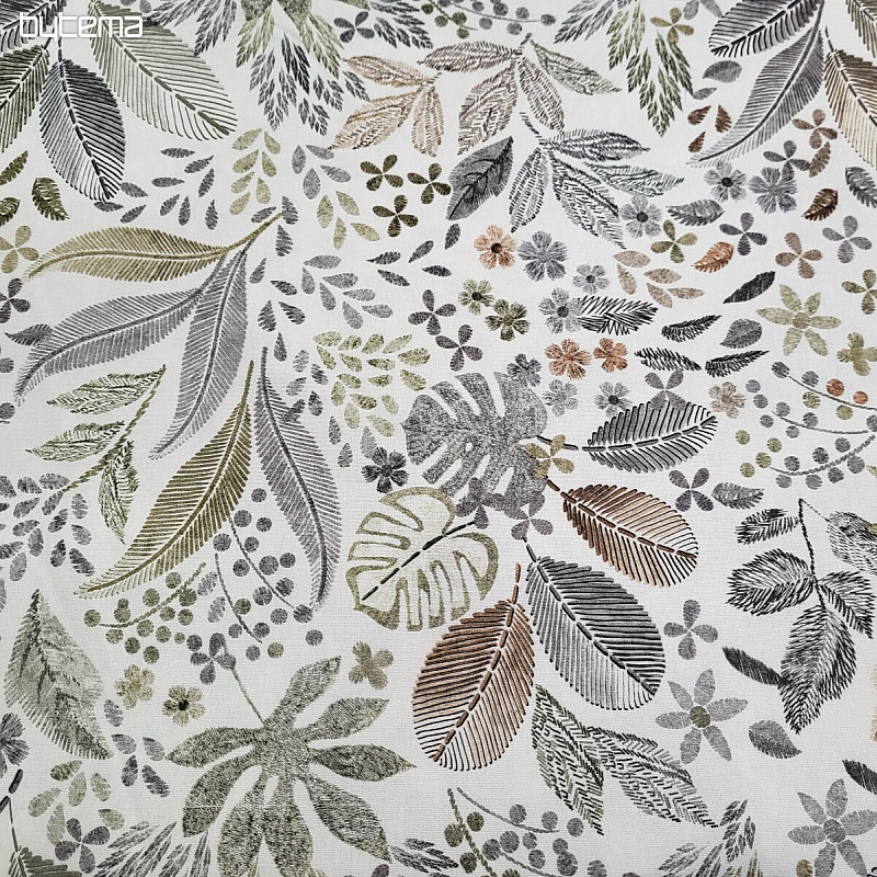 Tissu déco MELIA FEUILLES marron
