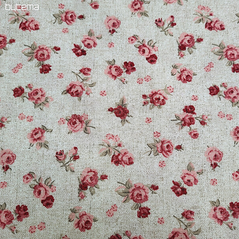 Tissu déco ROSE rouge