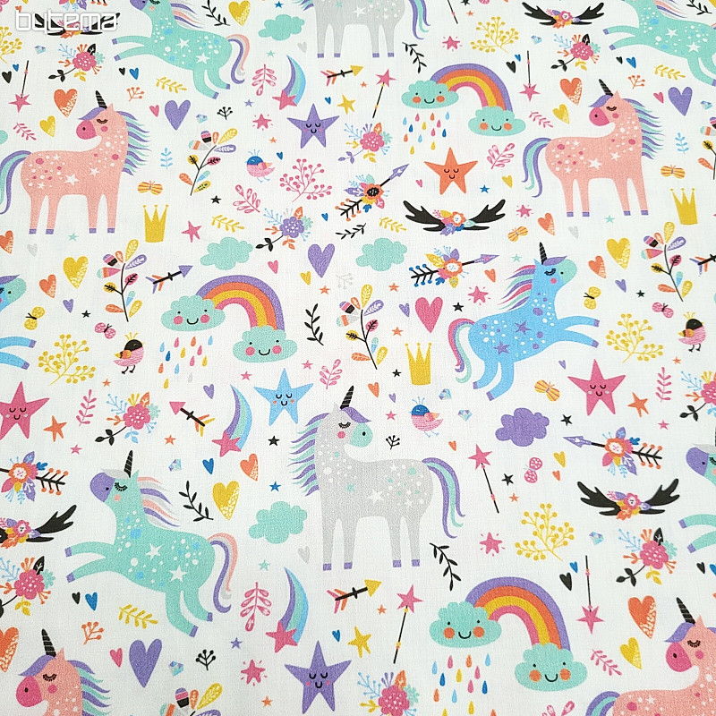 Satin de coton pour enfants LICORNES numérique