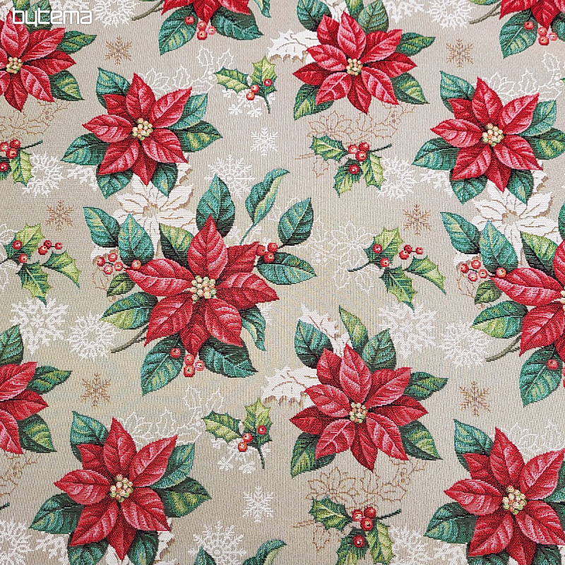 Tissu à tapisserie ÉTOILE DE NOËL rouge