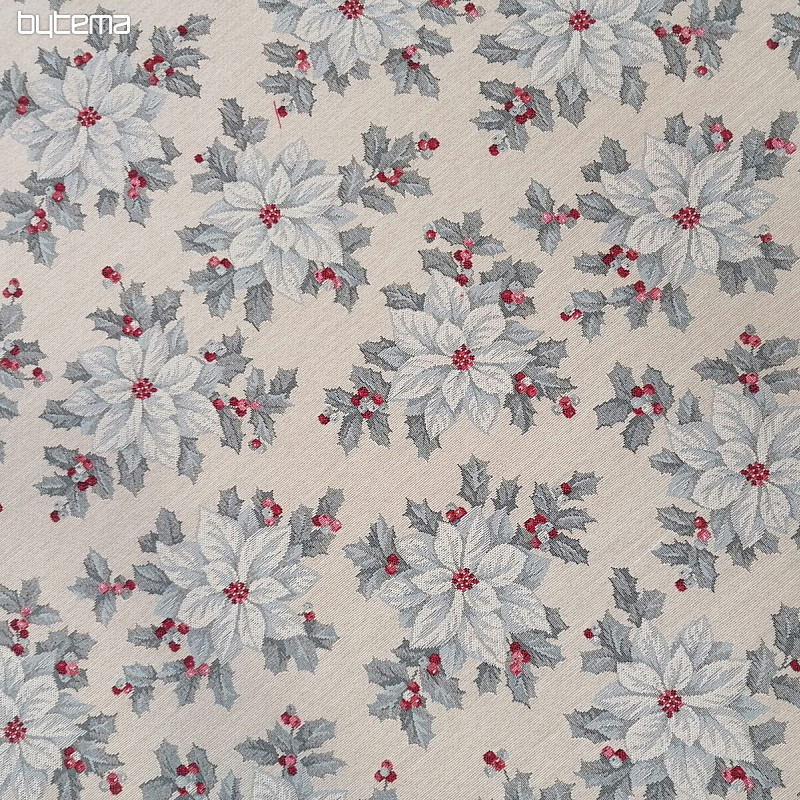 Tissu à tapisserie ÉTOILE DE NOËL argent