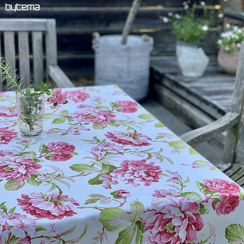 Nappe LAURA - grandes fleurs roses