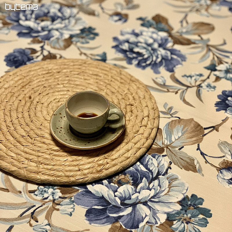 Nappe LAURA - grandes fleurs bleues