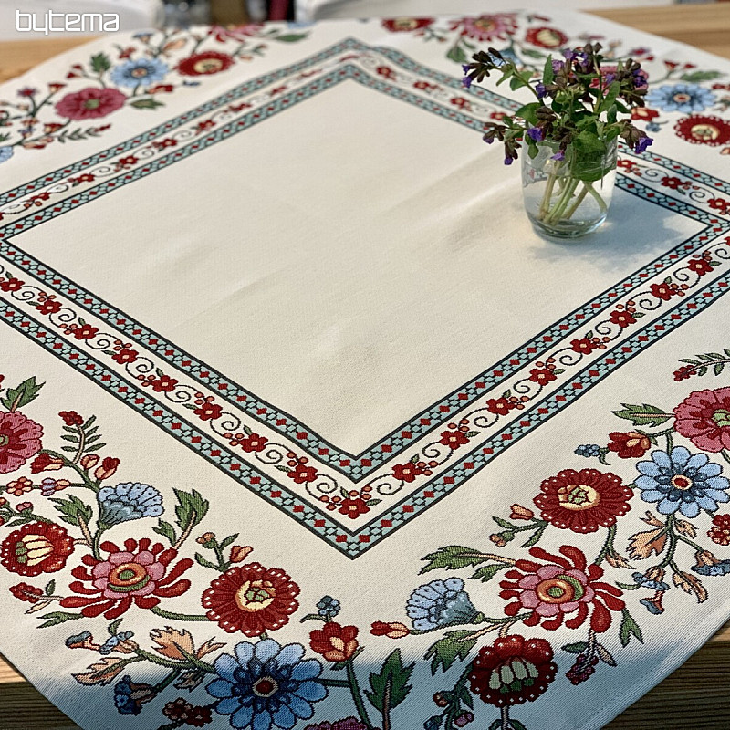 Nappe tapisserie, foulard FLEURS PEINTES