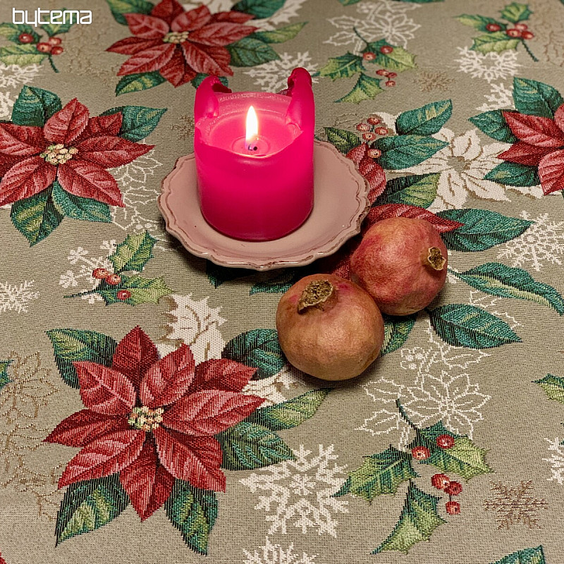 Nappe tapisserie, écharpe ETOILE DE NOËL ROUGE