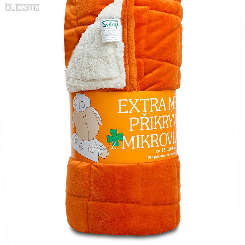 couverture microfibre EXTRA DOUCE MOUTON point orange