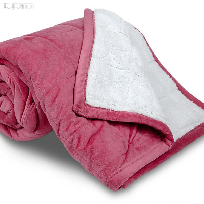 Couverture microfibre EXTRA douce MOUTON couture vieux rose