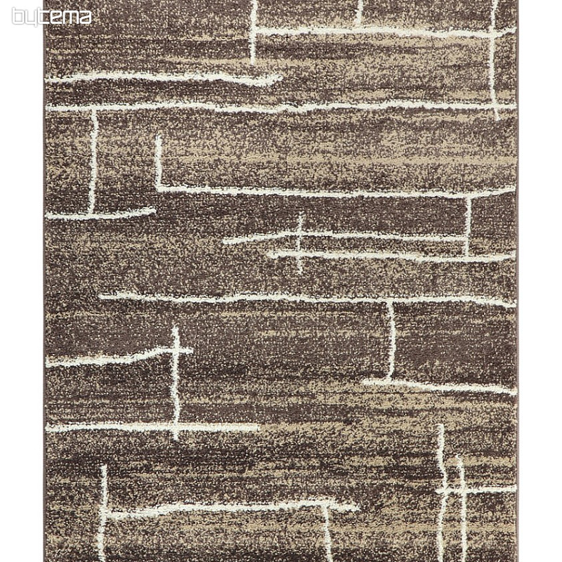 Pièce tapis DOUX toile de peintre lignes marron