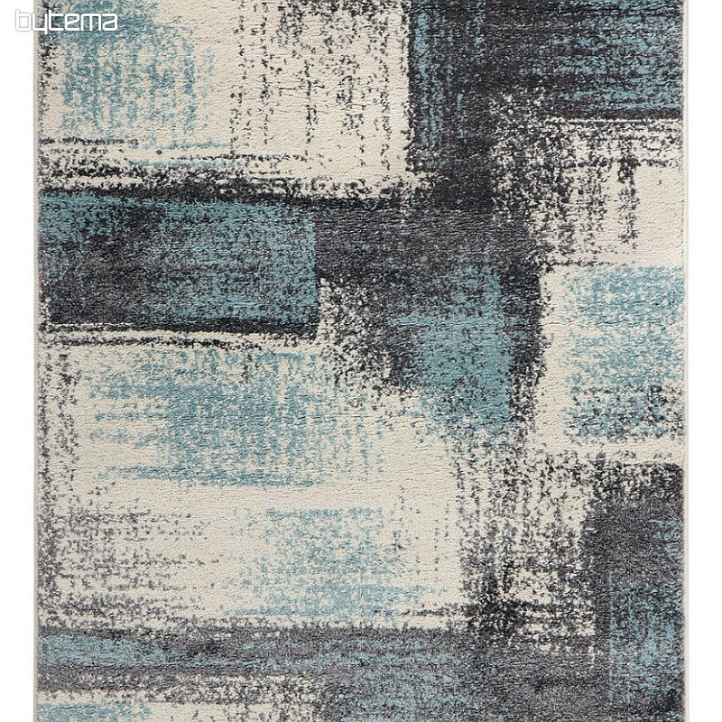 Pièce tapis DOUX peinture toile gris/bleu