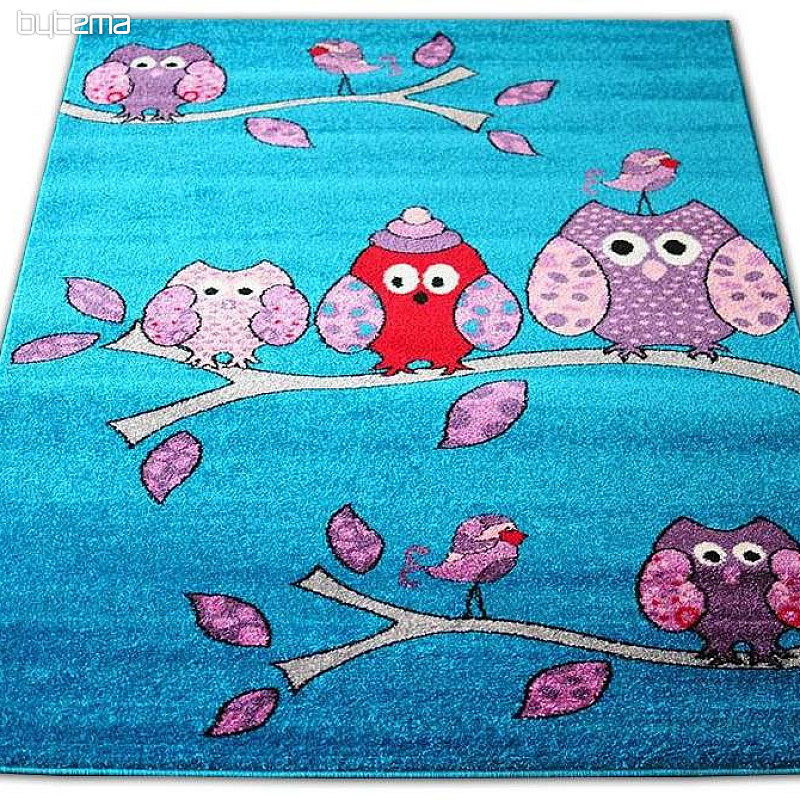 Tapis enfant BELLA CHOUETTE turquoise