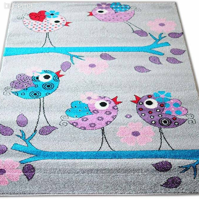 Tapis enfant BELLA BIRDS gris