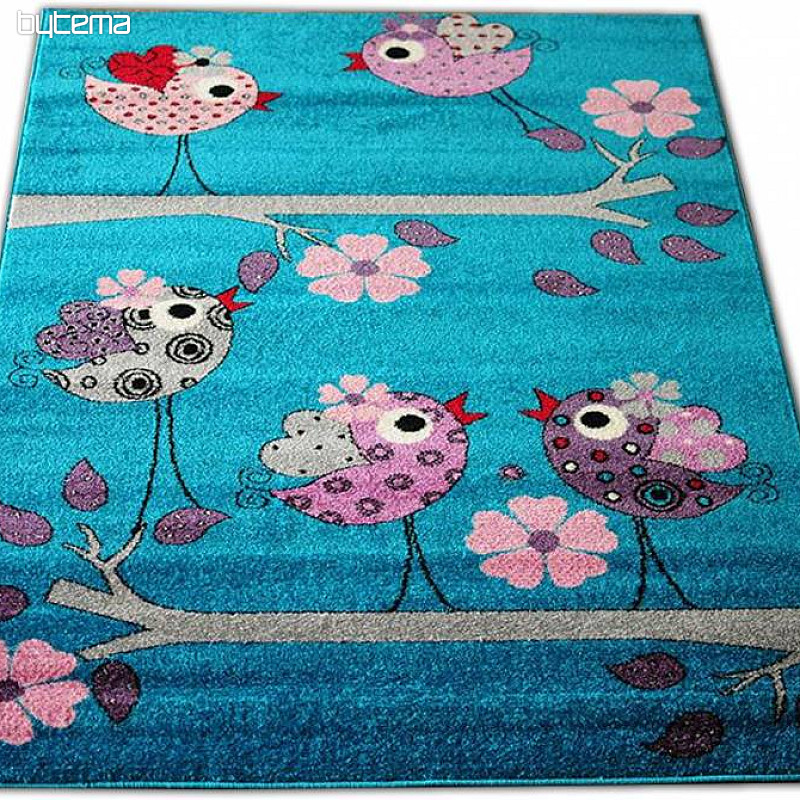 Tapis enfant BELLA BIRDS turquoise