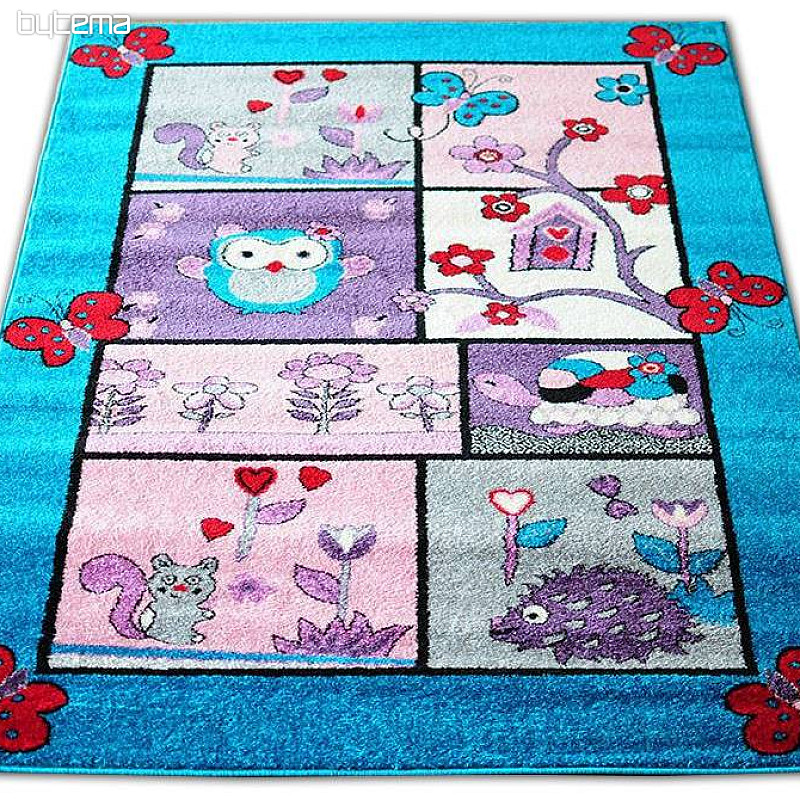 Tapis enfant ANIMAUX turquoise