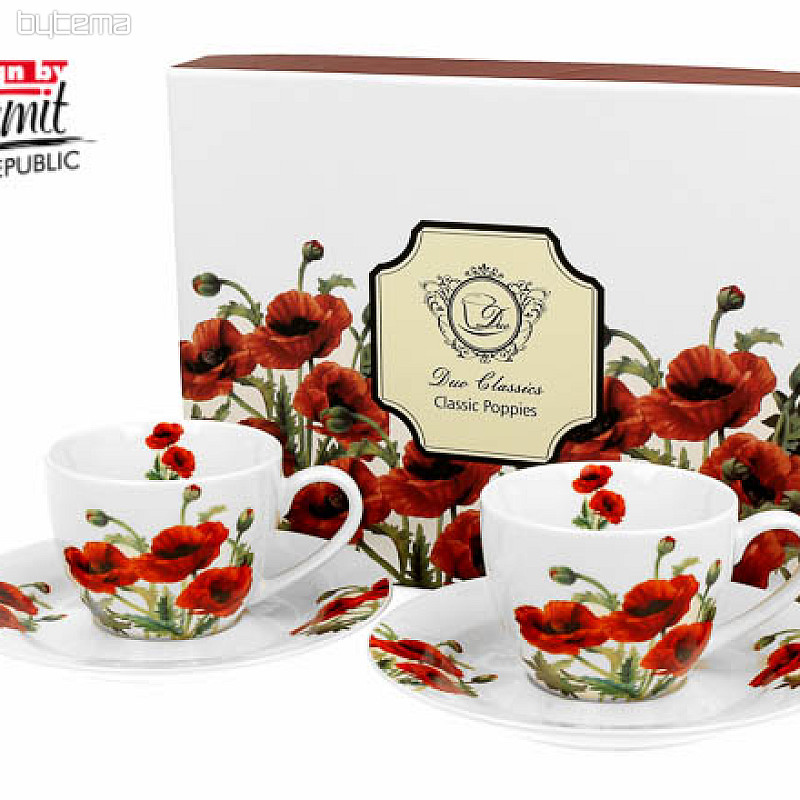 Ensemble tasse et soucoupe coquelicots classiques 90 ml