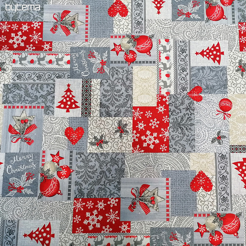 Tissu déco PATCHWORK Noël gris