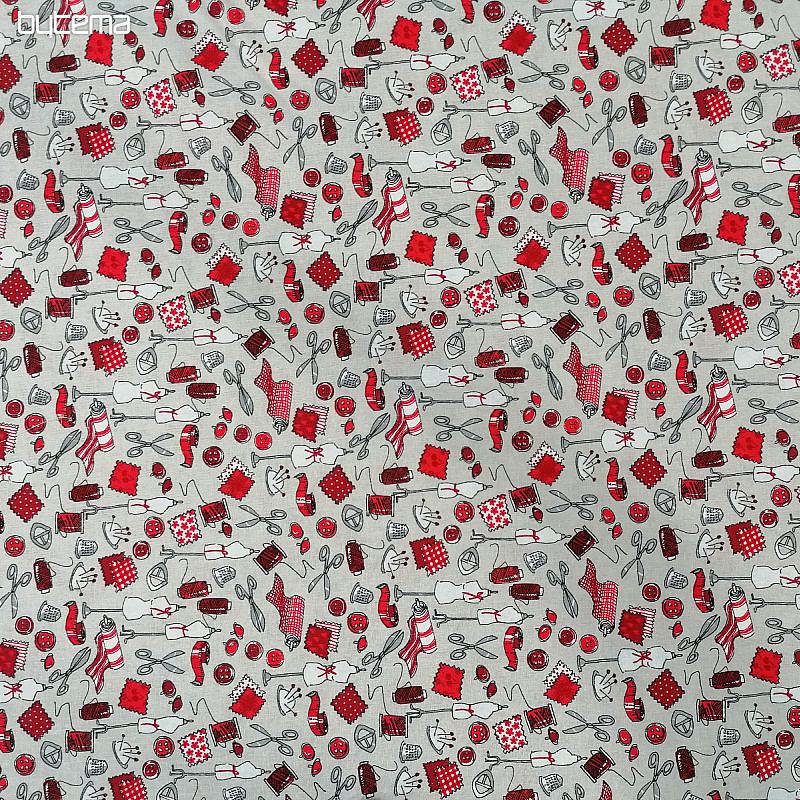 Tissu coton ATELIER DE COUTURE rouge