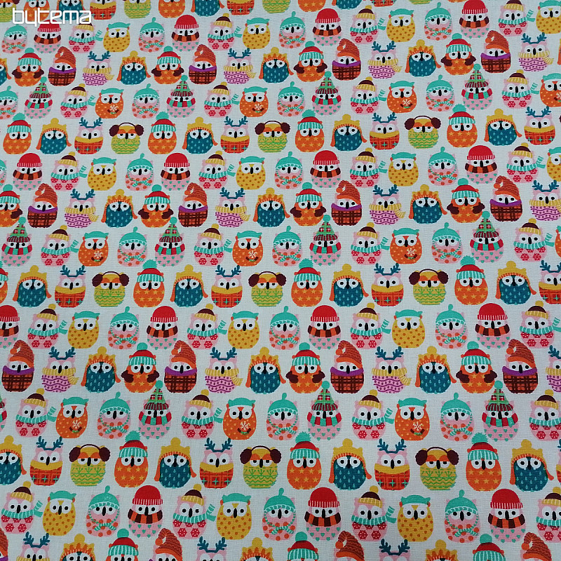 Tissu coton coloré OWLS IN WINTER
