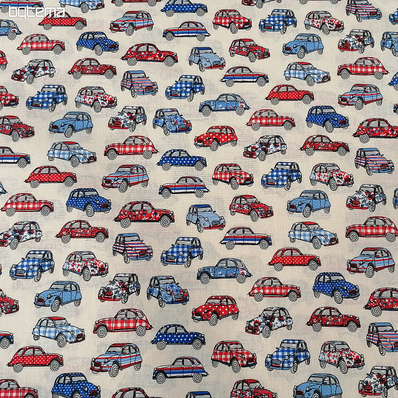 Tissu en coton CARS rouge-bleu