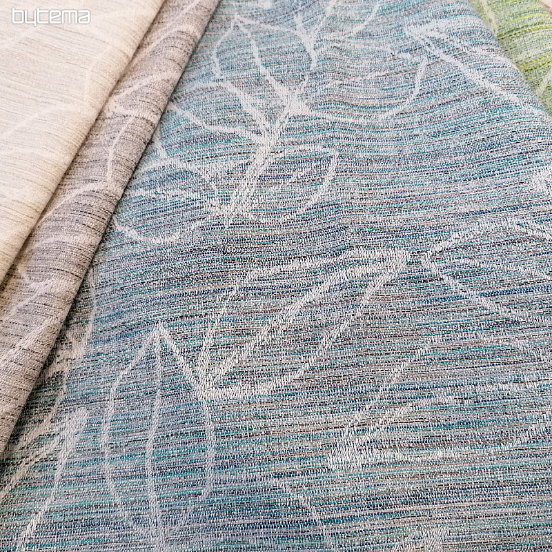 Tissu déco FLORENTI feuilles bleu