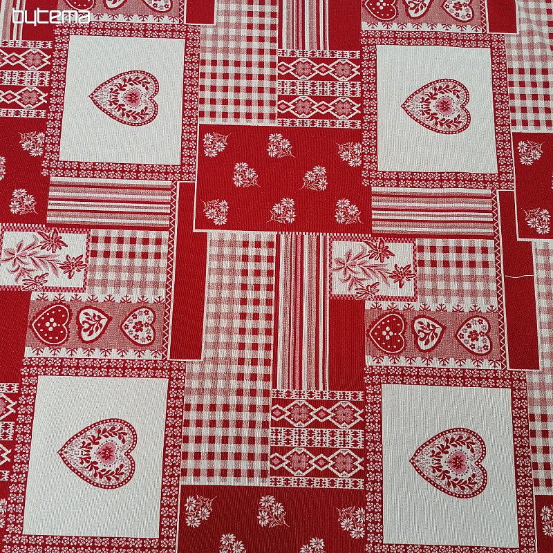 Tissu décoratif COEUR fleur II combinaison jacquard