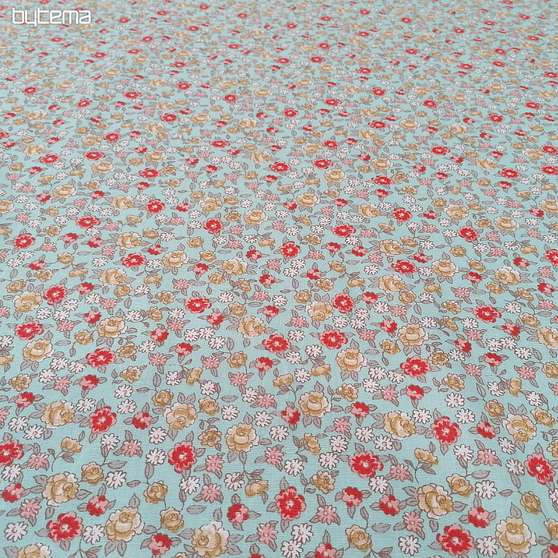 Tissu coton SARINA fleurs bleu
