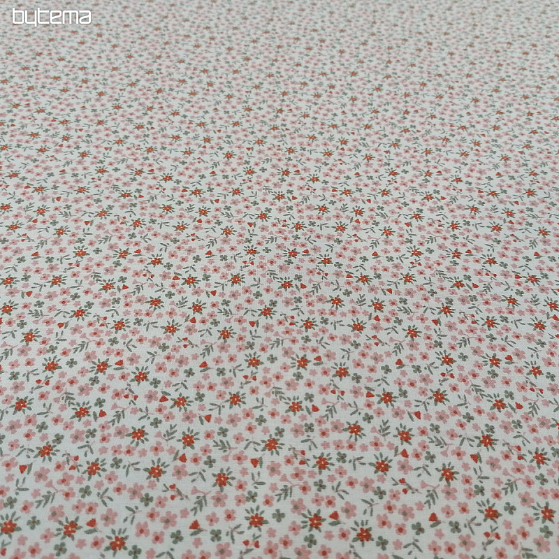 Tissu coton TOMETA fleur rose