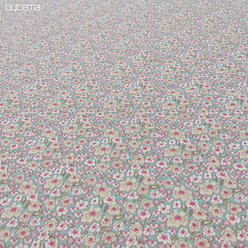Tissu coton KALMIA rose-bleu