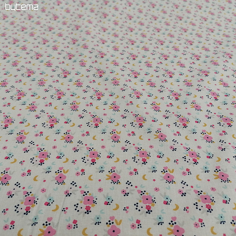 Tissu coton FLEDI fleur rose