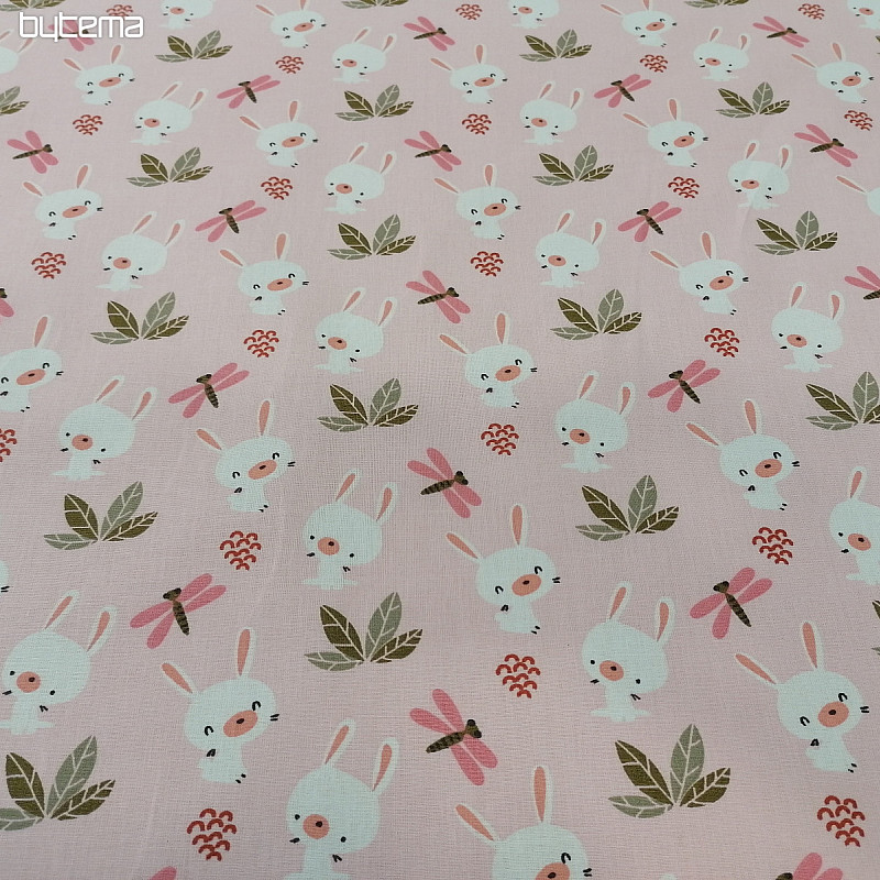 Tissu coton BUNNY rose