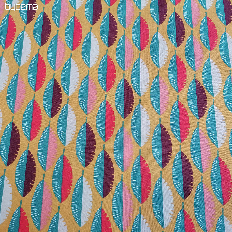 Tissu coton FEATHER moutarde