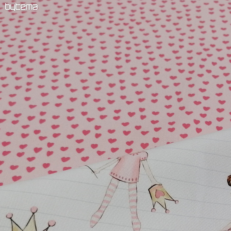 Tissu décoratif pour enfants COEURS ROSE petit