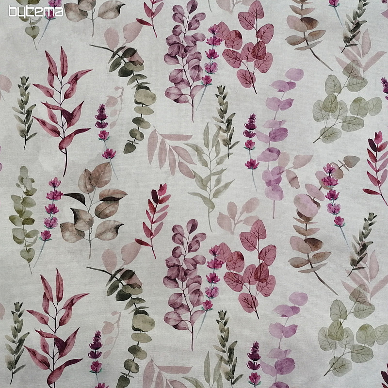 Tissu déco FEUILLES lilas