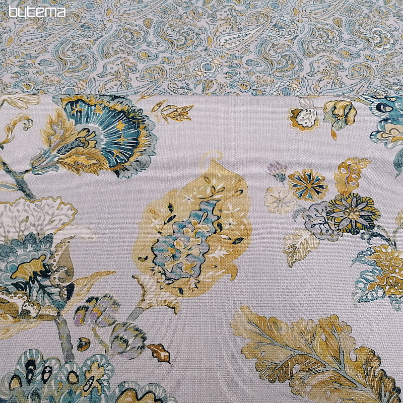 Tissu déco FLEURS bleu