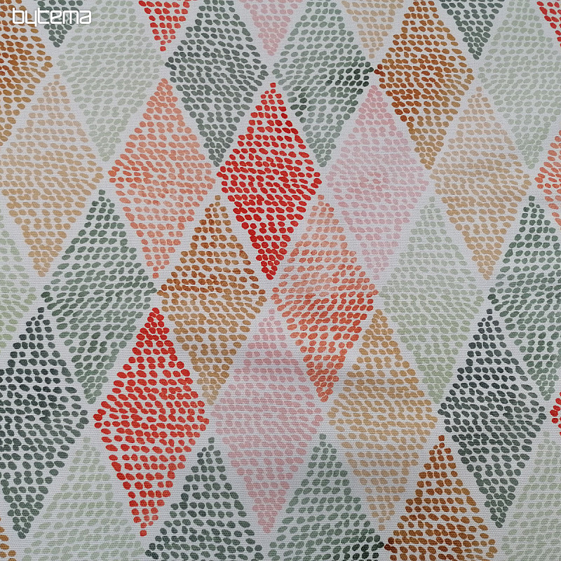 Tissu déco losange rouge-vert