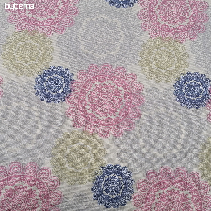 Tissu déco MANDALA rose-gris