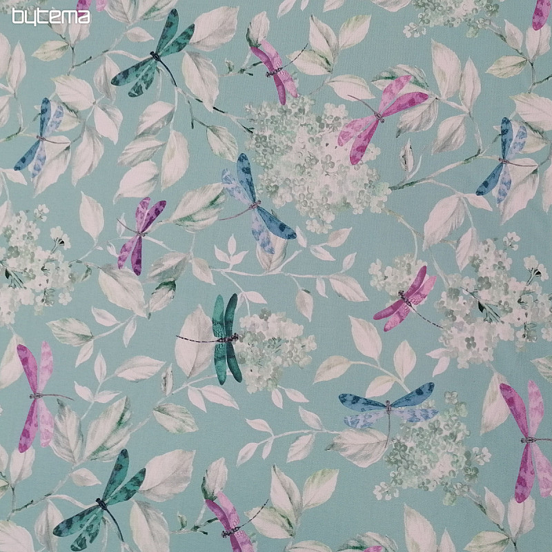 Tissu décoratif ROSETO DRAGONFLY turquoise