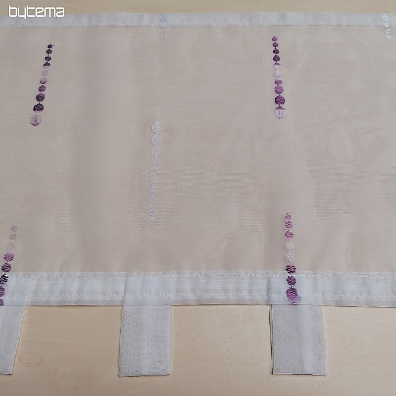 Rideau brodé pour vitrail - perles violettes